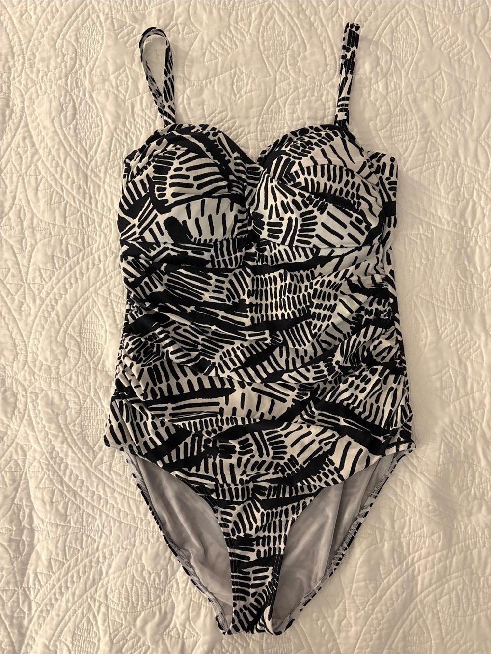 Black & White Abstract Print One-Piece Swimsuit